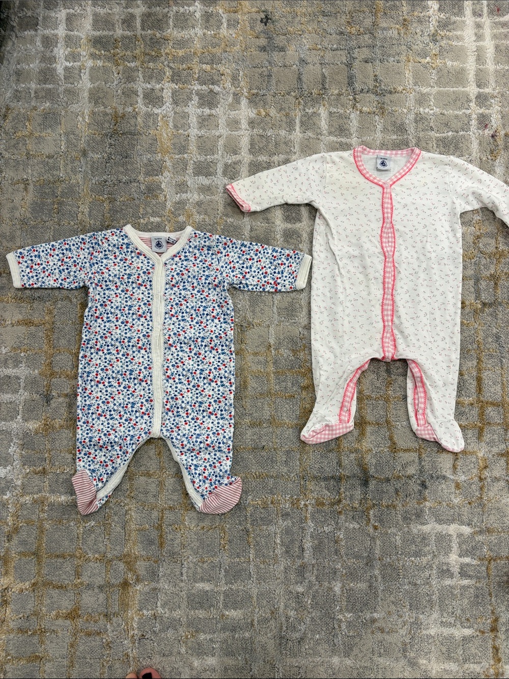 Baby One-Piece Footed Pajamas - Pink & Floral